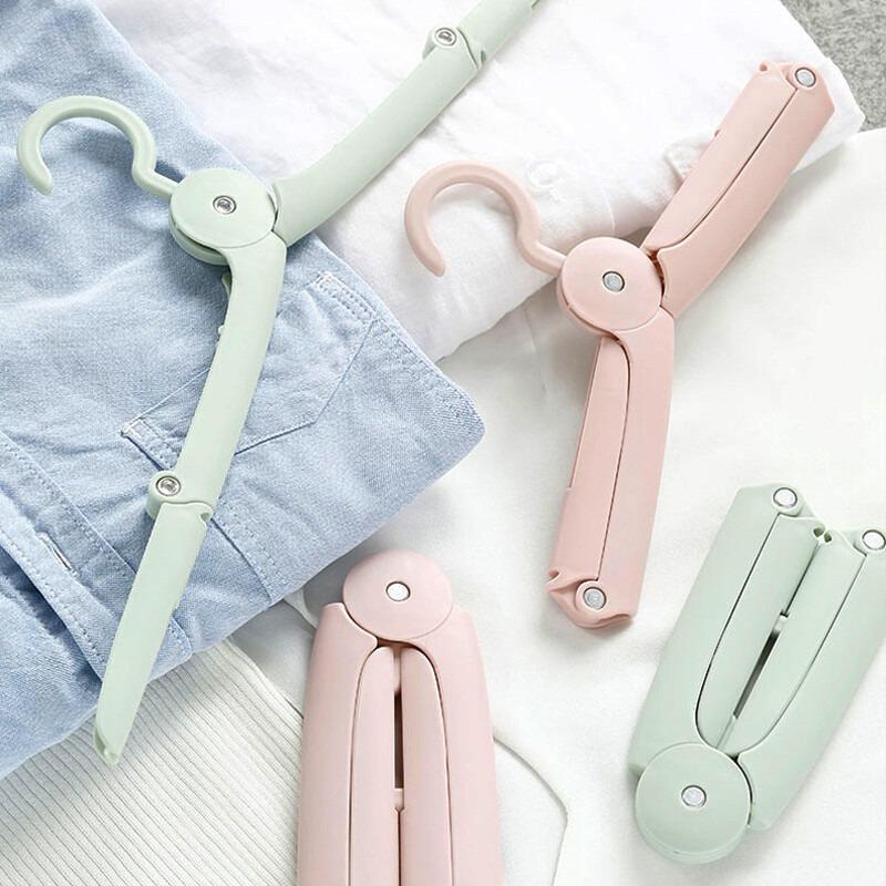 Folding Clothes Rack Portable Hangers Travel Outdoor Non-Slip Telescopic Drying Save Wardrobe Space Organizer Storage Household