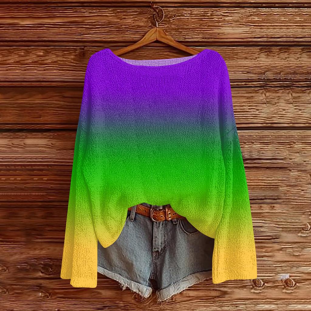 Женский модный пуловер с круглым вырезом, длинным рукавом и принтом, повседневный