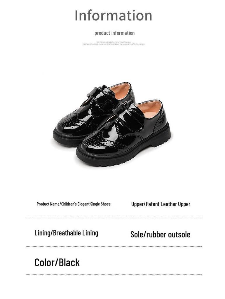 Мальчиковые черные кожаные туфли - 2025 корейский и британский стиль, весна/осень, мягкая подошва, идеально подходят для студенческих выступлений