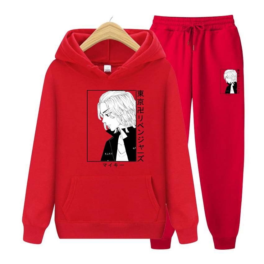 Мужские и женские толстовки с принтом аниме, спортивные костюмы, толстовки с капюшоном для бега, брюки, комплект из двух предметов, брюки, толстая теплая одежда для мужчин