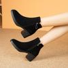 Модные Удобные Ботильоны на Низком Каблуке с Круглым Носком, Повседневные Ботильоны на Толстом Каблуке, Однотонные, Новые Осенне-Зимние Женские Ботинки 332