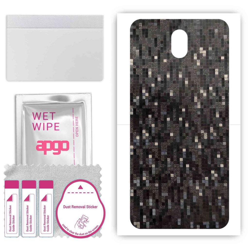 apgo Protective Skin Sticker for the Back Compatible with LG K30 (2019), Wrap Film, Foil, Vinyl - Pattern Carbon Black Pixel