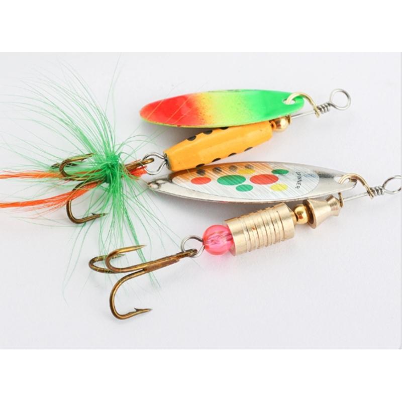 5 шт. Металлическая вращающаяся блесна для дальнего заброса с крючком, блестками, искусственными приманками, твердый металлический спиннер, простая в использовании