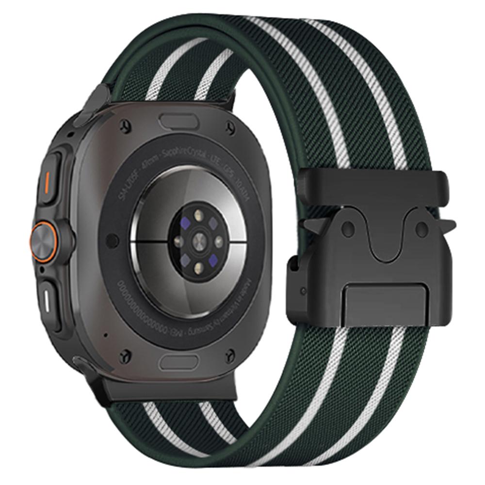 For Samsung Galaxy Watch Ultra 47mm Watch Band Stripe Design Parachute Buckle Nylon Strap