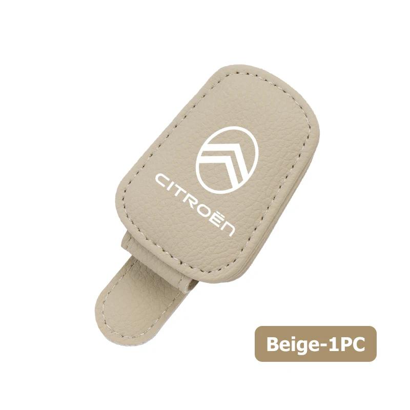 KDXF2 Car Magnetic Leather Card Ticket Holder Sun Visor Glasses Clip For Citroen C4 C3 C5 C1 C2 C6 VTS C4L DS3 DS4 DS5 Grand Berlingo