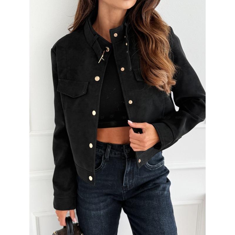 DAFIFY Женская мода повседневная однотонная принтованная куртка и пальто с длинным рукавом и воротником-стойкой на осень-зиму