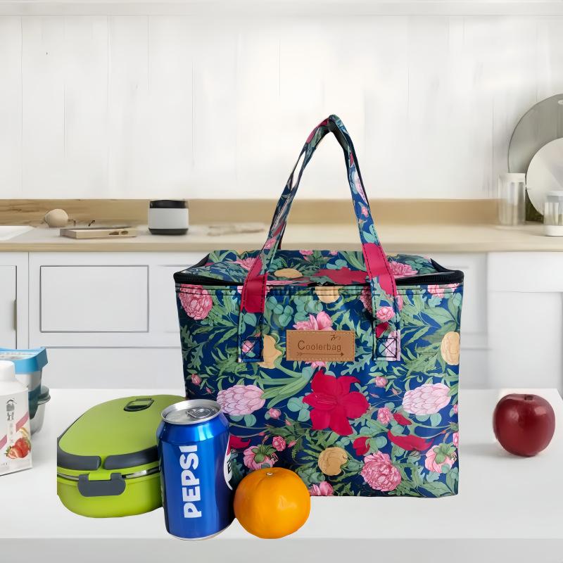 Oxford 4 Pockets Cooler Bag, Portable Handheld Insulated Lunch Bag, Outdoor Picnic Thermal Food Carrier