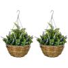 Set of Two Artificial Hanging Lavender Flower Pots - Purple