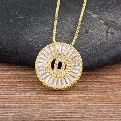 Nidin Name Initials A-Z 26 Zircon Letters Necklace Gold Color Alphabet Clavicle Chain Choker For Women Pendant Collar Jewelry