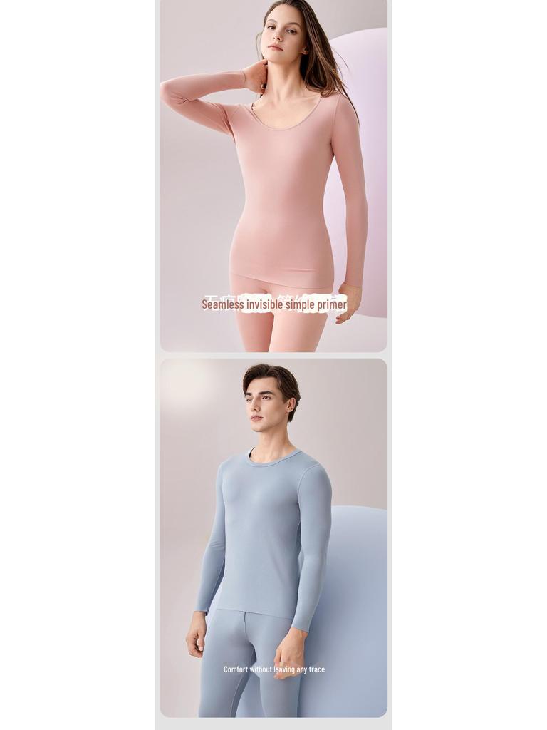 Комплект термобелья Lenzing Modal: 80-кадровый, облегающий, круглый вырез, теплый осенний костюм для пар для мужчин и женщин