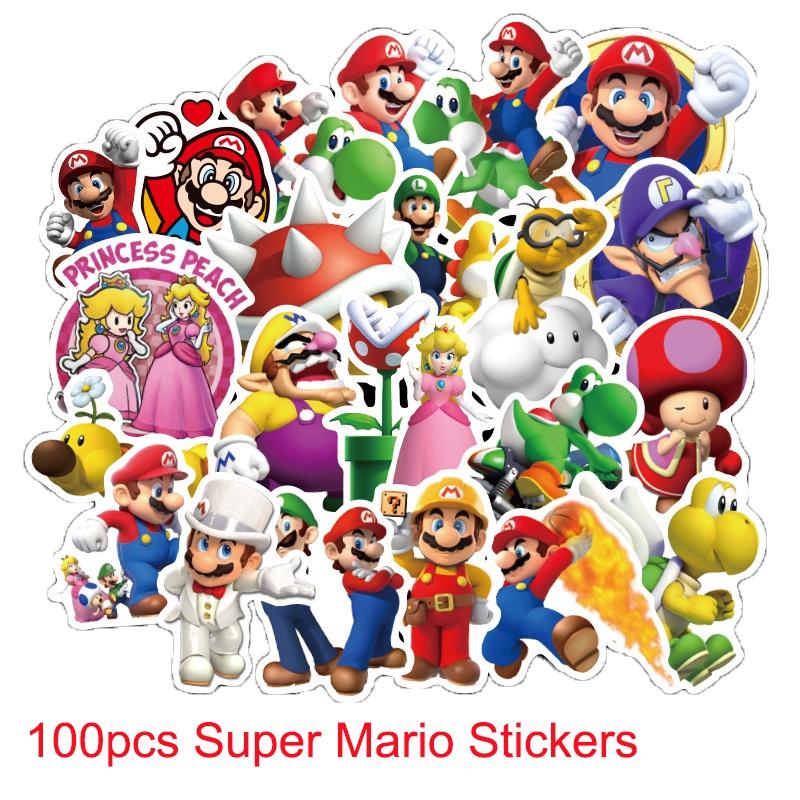 Mario 100pcs Super Bros Princess Kawaii Notes Stickers Laptop Bikes Waterproof