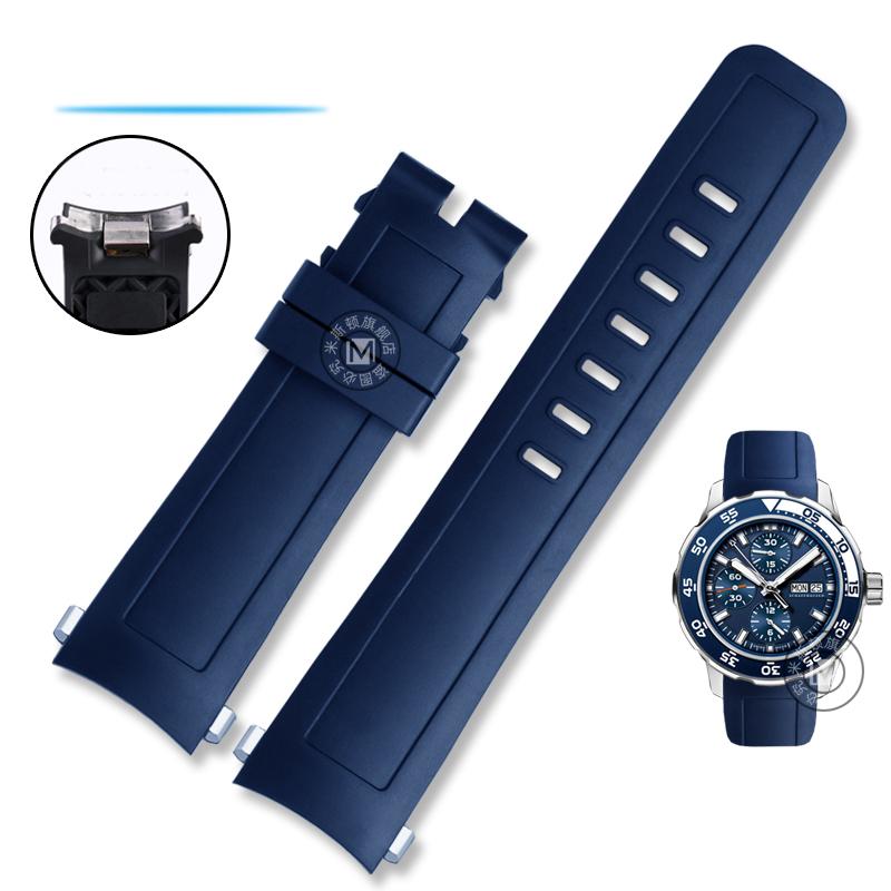 High Quality Fluoro Rubber Silicone Watch band Waterproof Black Watch Strap 22mm for IWC Aquatimer Family IW3768/3290/3568/3767