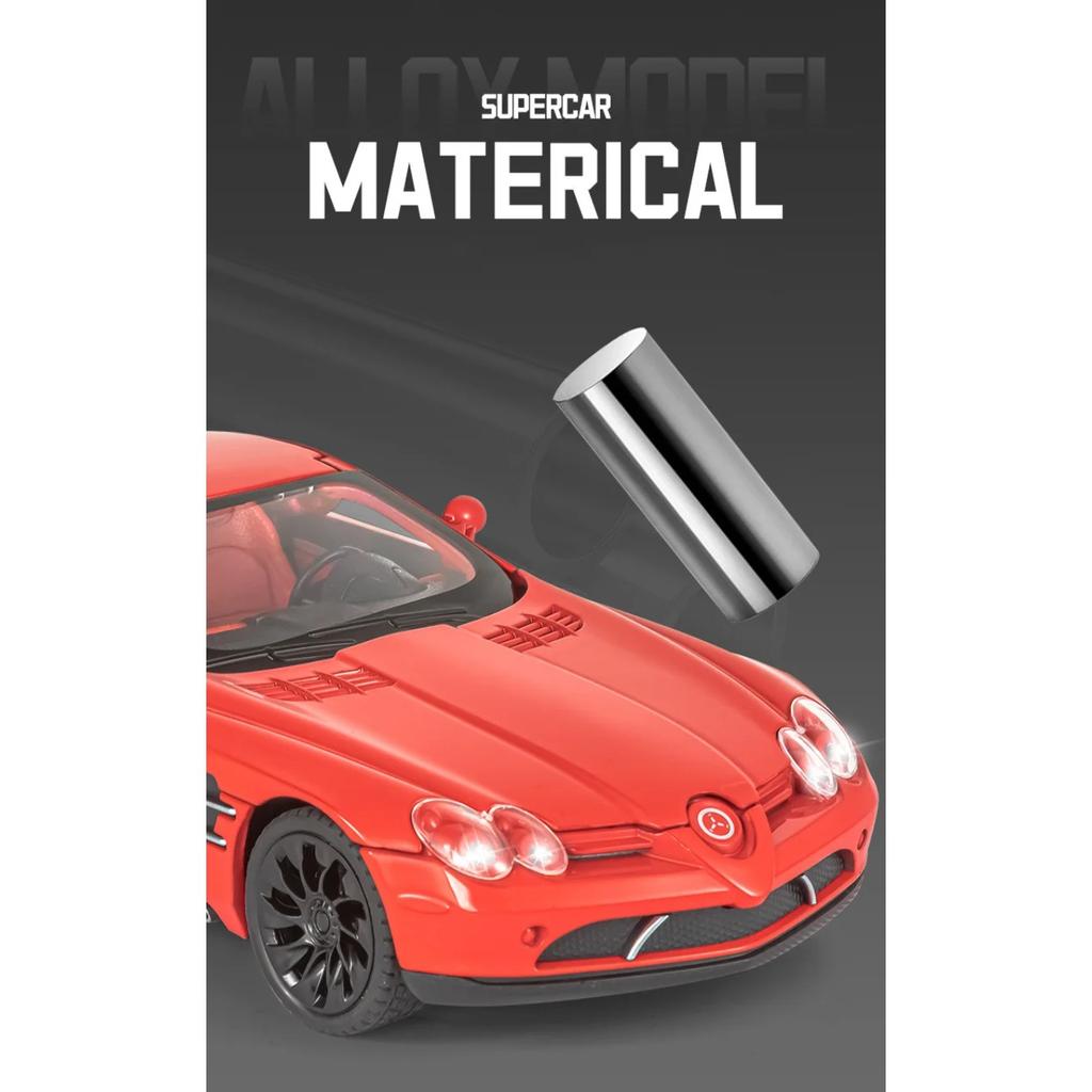 1/24 BENZ SLR 722S Сплав Спортивный Автомобиль Модель Литьевой Металл Трековый Гоночный Автомобиль Транспортные Средства Модель Высокая Симуляция Звук и Свет Детская Игрушка Подарок
