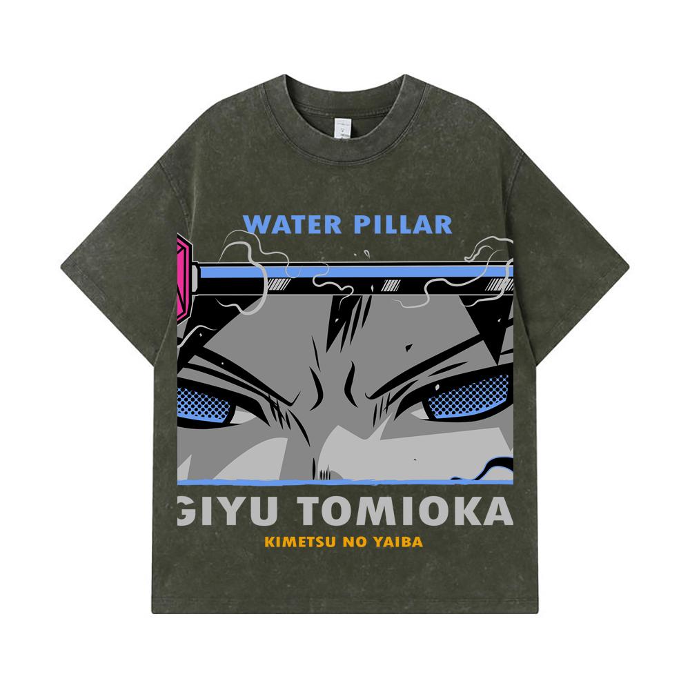 275 GSM Washed T-shirts 100% Cotton Demon Slayer V10 Tomioka Print Unisex Heavy Cotton T Shirt