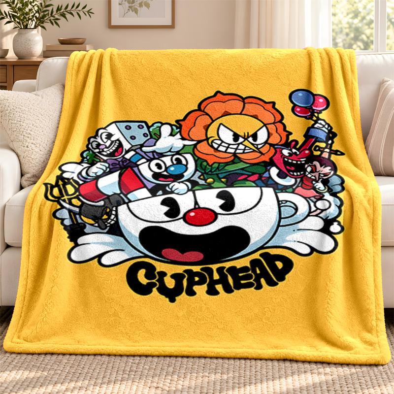 Cuphead blanket Flannel Blanket Soft Cozy Plush Throw for Sofa Bed Lightweight Home Decoration Outdoor camping