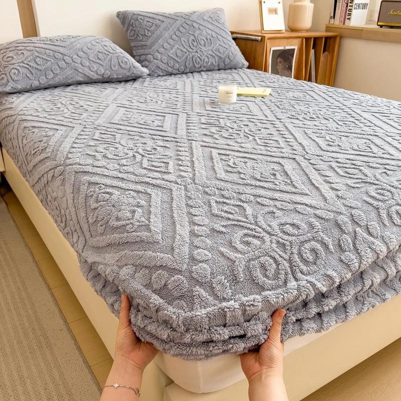 Зимние теплые простыни из бархата, плюшевый чехол для матраса, пушистый молочный бархатный чехол для кровати, пылезащитный нескользящий чехол для матраса