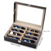High-Grade Leather Glasses Box with Large Capacity - Multi-Grid Display and Dustproof Storage for Sunglasses and Myopia Glasses.