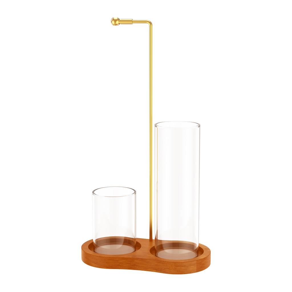 2 in1 Incense Holder Wooden Upside Down Incense Holder Anti-Ash Flying Incense Burne with Glass Ash Catcher and Sticks Organizer