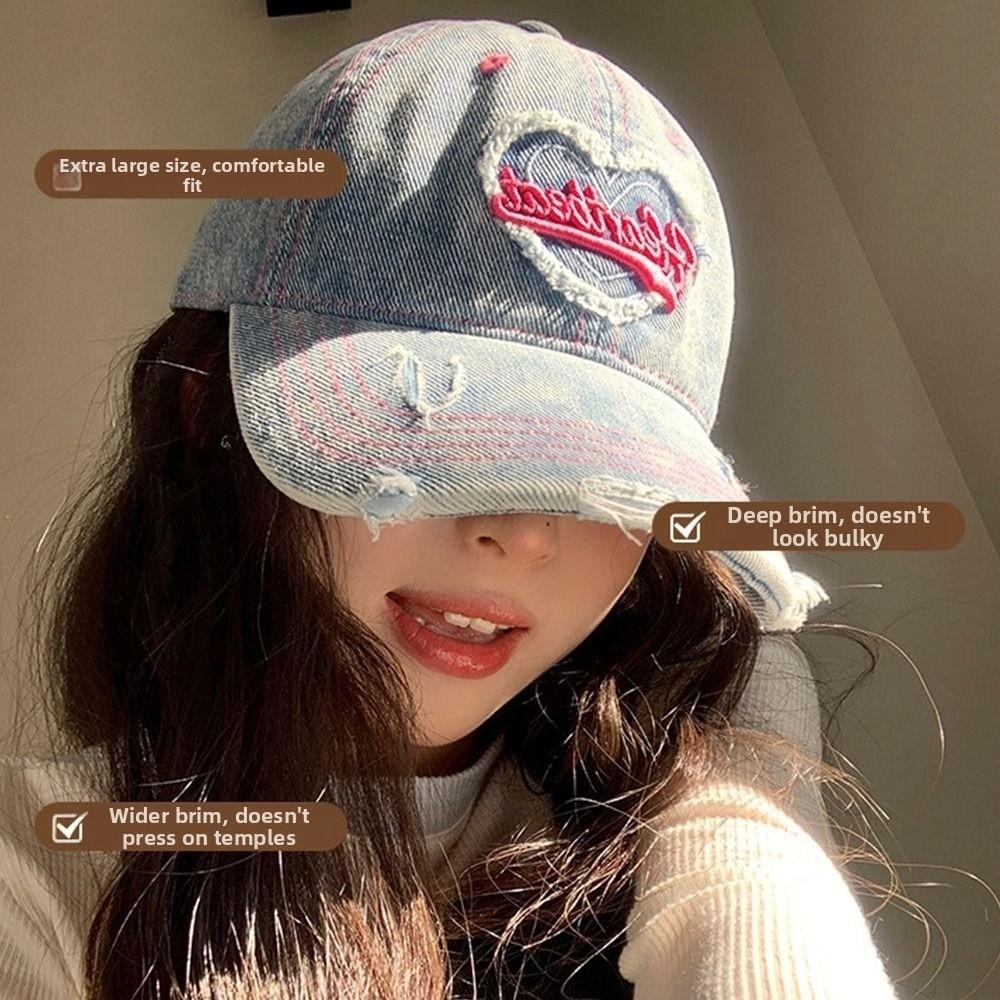 Wide Brim Baseball Cap Denim Denim Hat Fashionable Duckbill Cap for Women Girls