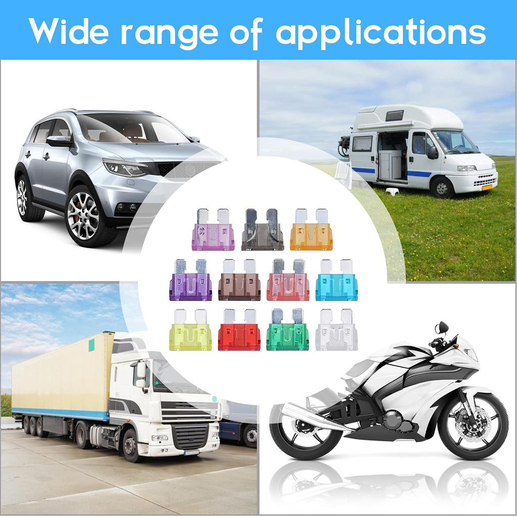 Jorest 60 шт. автомобильных предохранителей для автомобиля/грузовика/мотоцикла (2А 3А 5А 7,5А 10А 15А 20А 25А 30А 35А 40А), Стандартный плоский предохранитель + 1 шт. зажим предохранителя