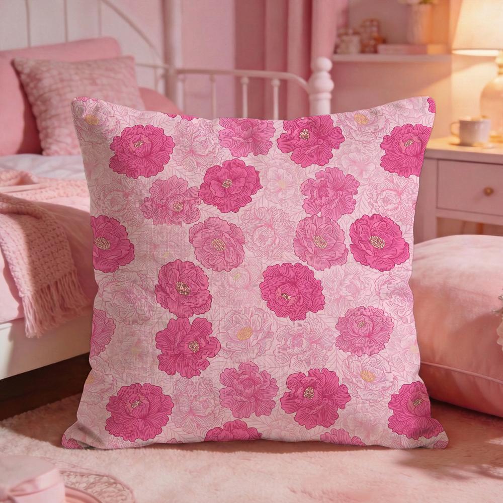 Elegant PPeony PatternS Cushion Cover Premium Comfort Reversible Pillow Cove Two in One Design for Any Room  Car Interior
