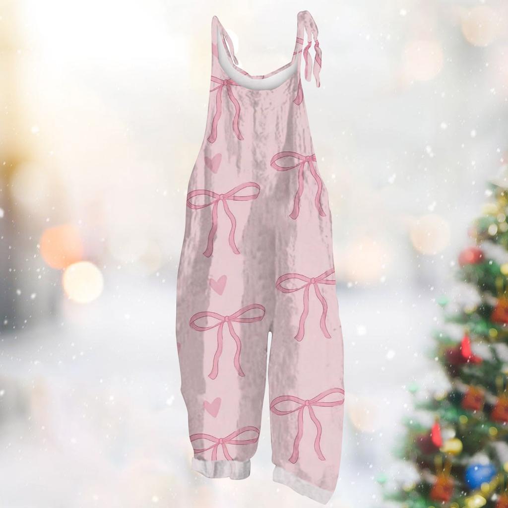 Женский комбинезон с карнавальным принтом, свободный, винтажный, на бретелях, хлопок, лен