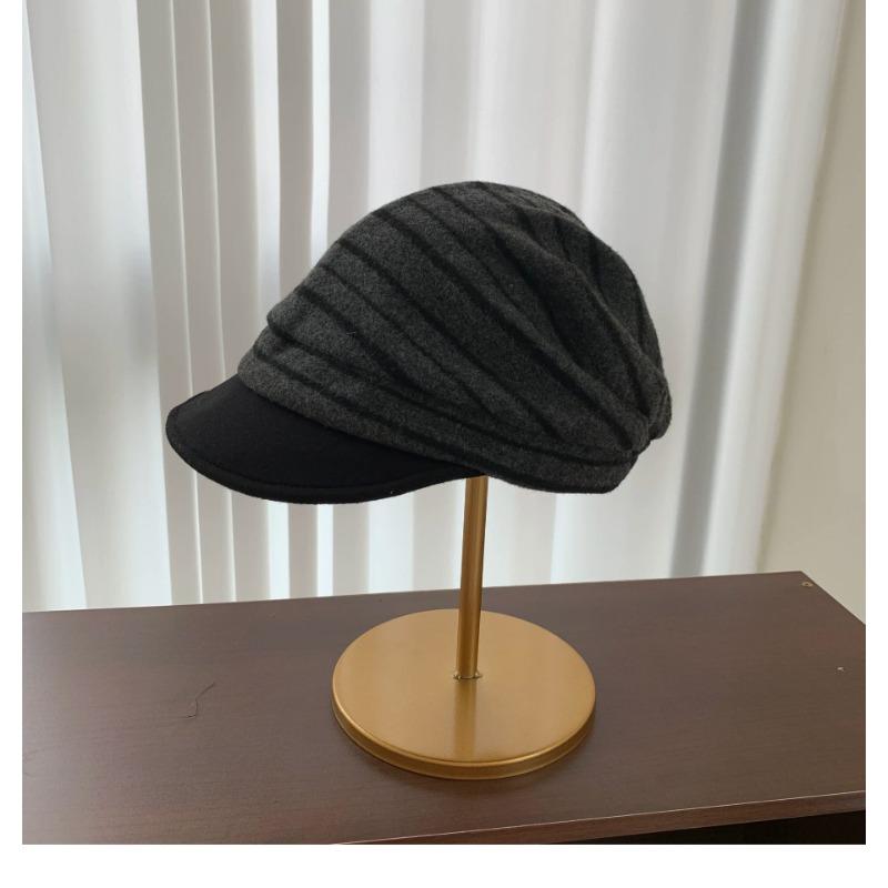 Women S Retro Striped Baseball Cap Autumn Warm Fashion Versatile Korean Style
