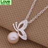 An309 Ожерелье из стерлингового серебра 925 пробы, серебряная модная бижутерия, подвеска с настоящим жемчугом в виде бабочки /Gnvapfca Ashajjoa