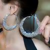 Серьги-кольца со стразами "Серебряная игла": Роскошные, Модные Серьги-гвоздики для Женщин