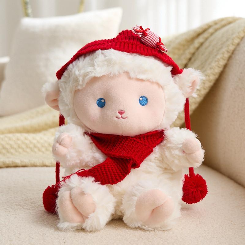 Белая плюшевая игрушка-овечка с наполнителем из полипропиленового хлопка для подарка детям и коллекционирования