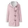 Coat Women's Jacket Cow Horn Buckle Pockets Fleece Lined Hooded Overcoat Outerwear Winter Women