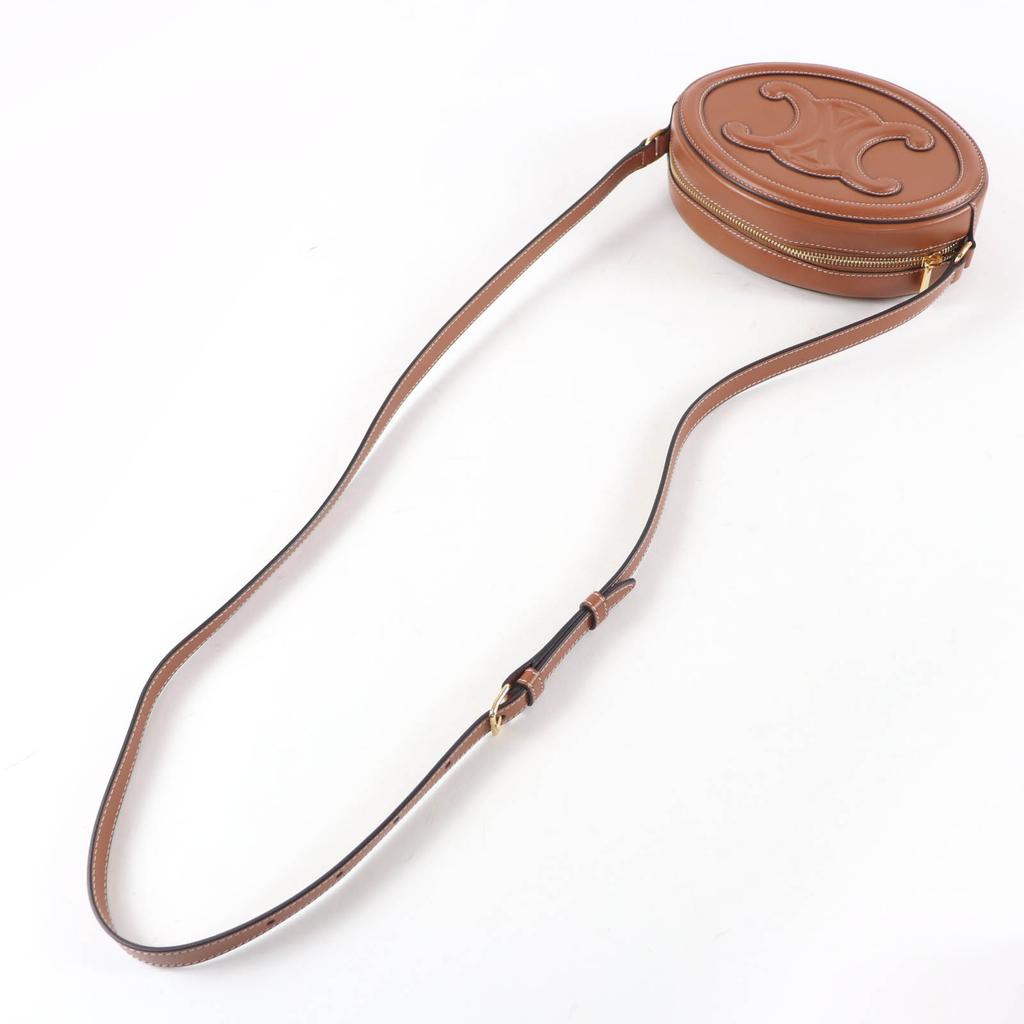 Great CELINE Shoulder Bag Cuill Triomphe Oval Purse Leather leather Women 19860 Used