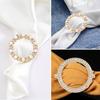 4 Pcs Shirt Ring Clip Women Scarf Ties Clips with Faux Pearls Rhinestones