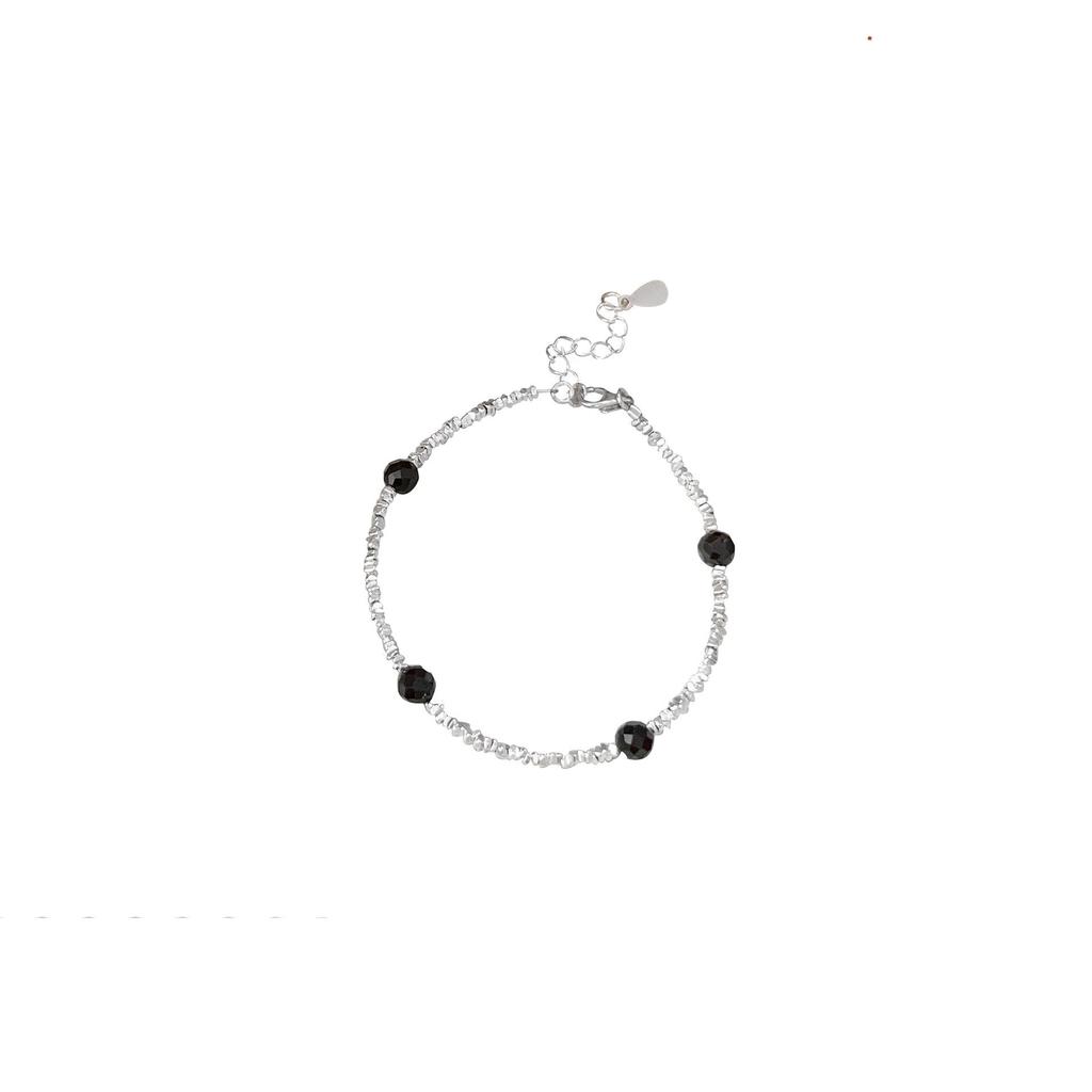 Набор бус из стерлингового серебра 925 пробы с черным агатом - Осенне-зимний чокер