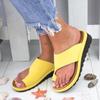 Fashion Women Sandals Summer Women PU Leather Shoes Comfy Platform Flat Sole Ladies Casual Soft Big Toe Foot Correction Beach Sandal