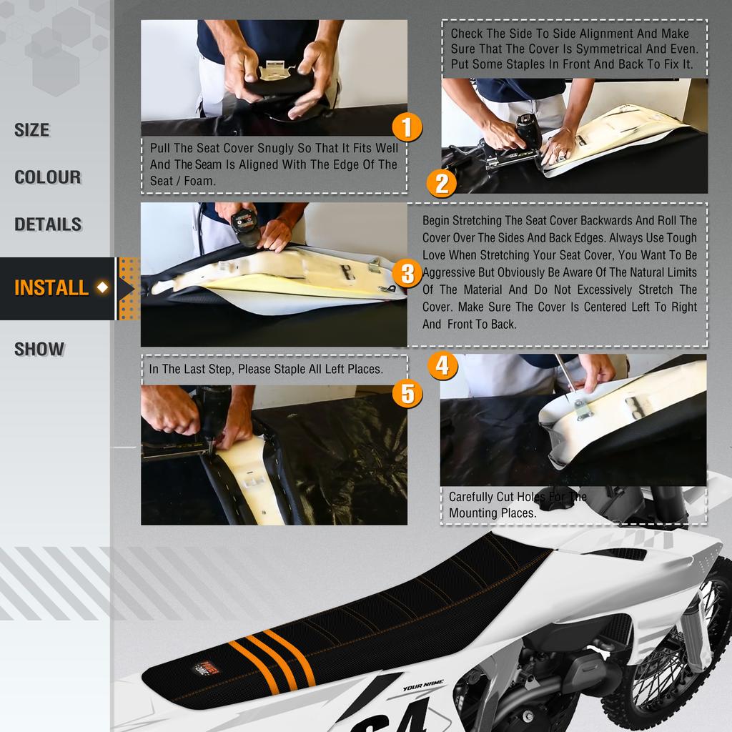Powerzone Universal Gripper Seat Cover Soft Waterproof Non-slip Motorcycle Dirt Bike Seat Cover For SXF EXC KXF CRF YZF WR TC TE