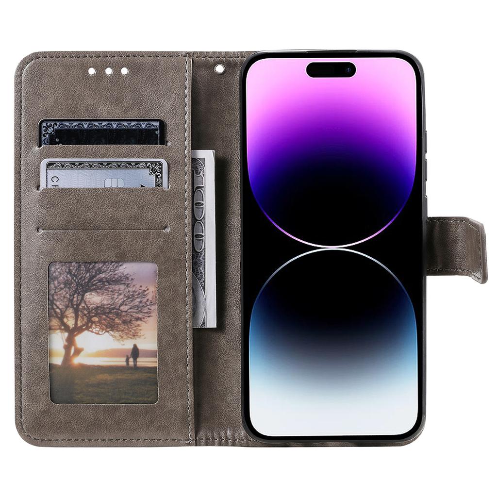 For iPhone 16 Pro Max Stand Case Imprinted Totem PU Leather Wallet Phone Cover