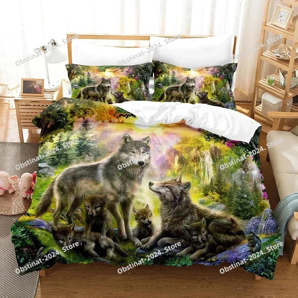 Комплект постельного белья Personality Wolf Single Twin Full Queen King Size Wolf Bed Set Aldult Kid Bedroom Duvetcover Sets 3D Print 032