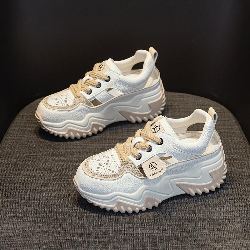 Кожаные сандалии, женская летняя повседневная обувь, толстая подошва, ретро-туфли