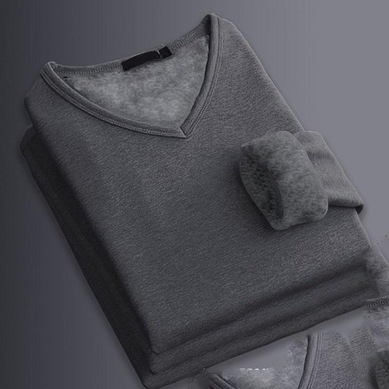 Термобелье для мужчин, верхняя часть, плотная терморубашка, длинный рукав, толстая рубашка, мягкий плюшевый пуловер, теплая футболка