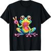 Крутая футболка с tie dye лягушкой и знаком мира в стиле хиппи для мужчин, женщин, девочек, детей