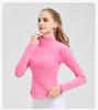 NUF Women's Autumn/Winter Nude-Feel Stand-Collar Half-Zip Yoga T-Shirt - Waist-Slimming Long-Sleeve Fitness Top