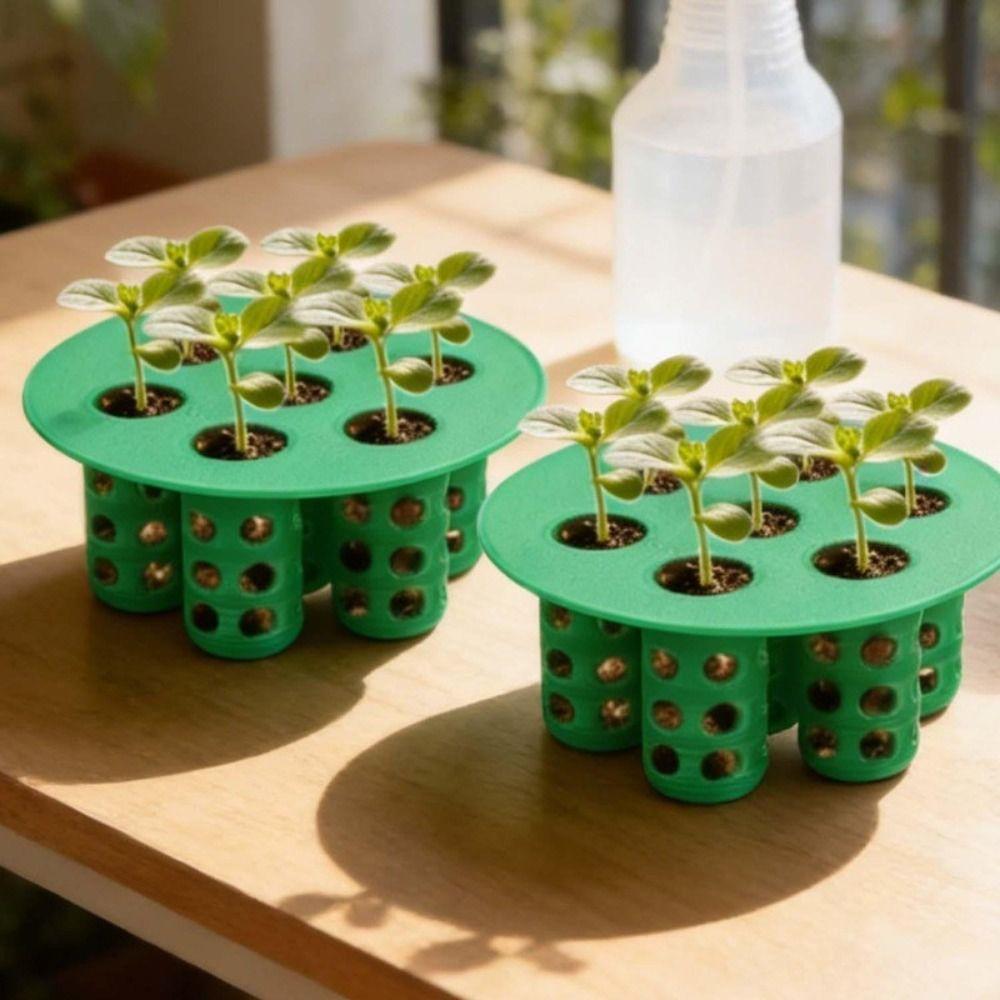 Easy Setup Garden Nursery Pot 7-Hole Plant Growing Tool for Flowering Plants Compact Green Tray
