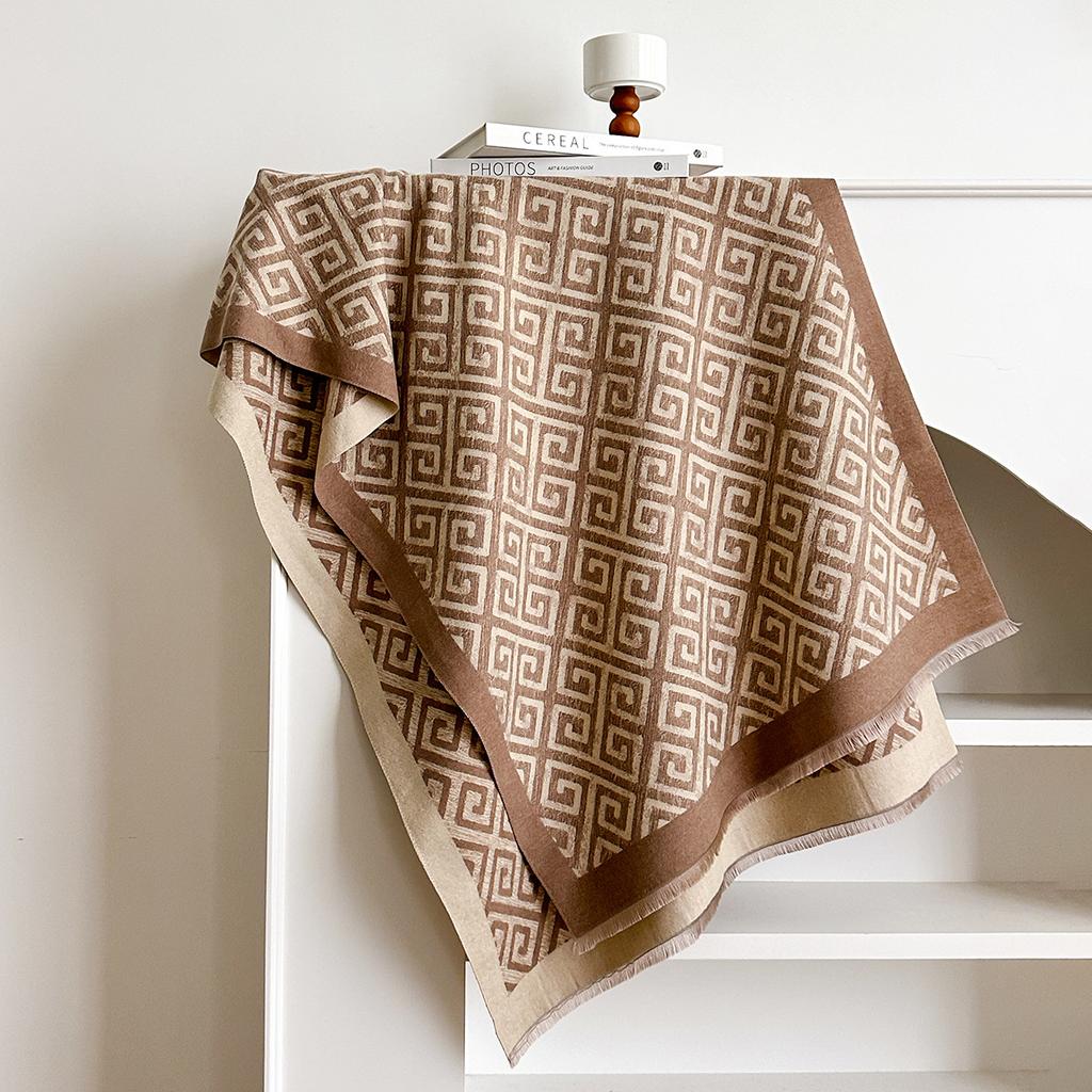 Autumn And Winter Imitation Cashmere Multi-Style With Fringed Large Grid Jacquard Cape Shawl Scarf Female Source Shawl