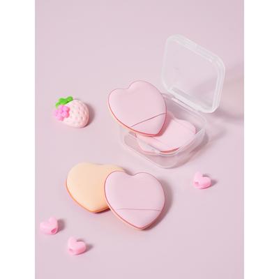Daiso Милые Сердечки Воздушные Пуховки для Пальцев 4 шт. с Футляром