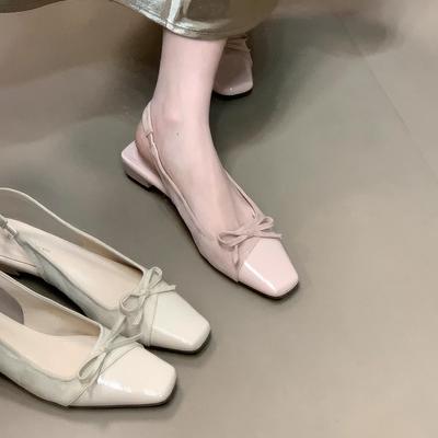 Модные женские сандалии с квадратным носком, прозрачным каблуком, удобная обувь для женщин, девушек, закрытые, открытые, блочный каблук, бант, сандалии с бабочкой, закрытый носок, песок