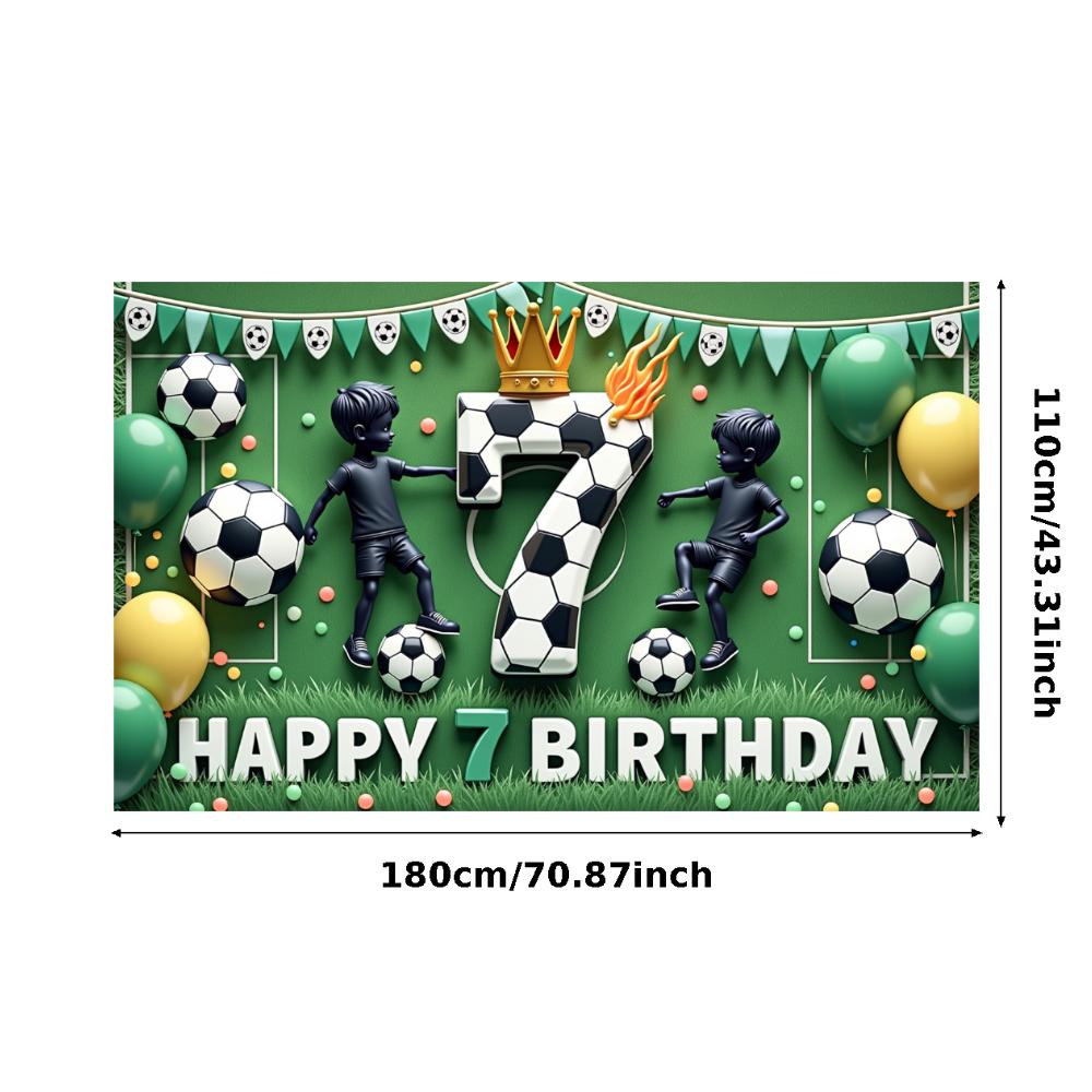 Happy 7th Birthday Banner Soccer Sports Theme Football Event Birthday Party Decoration Backdrop Photography Background Props
