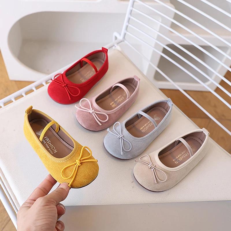 Spring Kids Ballet Flats for Girls with Cute Bowtie and Colorful Options Non-Slip Soft Sole Toddler Dance Practice Flats Elegant