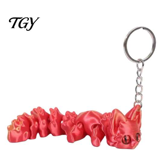 Creative Keychain for Men Women 3D Printed Articulated Fox Keychain, Flexible Joint Animal Pendant with Metal Personalized Bag Key Ring, Desk Figurine