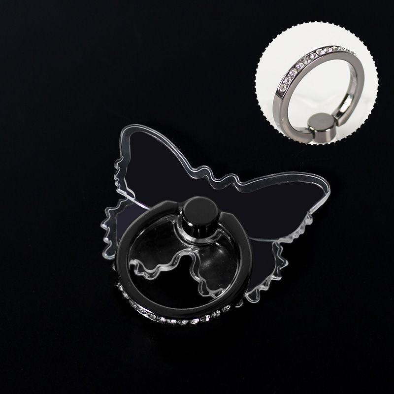 Mobile Phone Clear Finger Ring Holder for iPhone 17 Xiaomi Folding Butterfly Phone Stand Sticker Transparent Sakura Ring Bracket